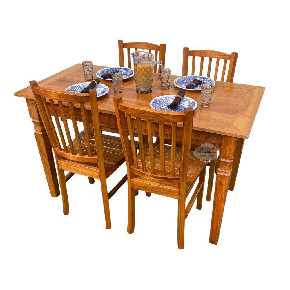 Mesa Madeira De Demolição 140cm X 70cm Com 4 Cadeiras Bh Sudeste Rústico - 1