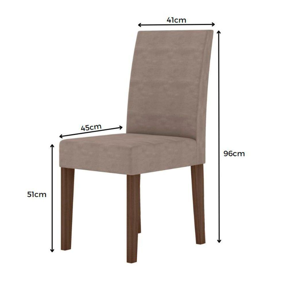 Conjunto Sala De Jantar Retangular Mesa Kate 120cm E 04 Cadeiras Josi Amêndoa Com Off White - 5