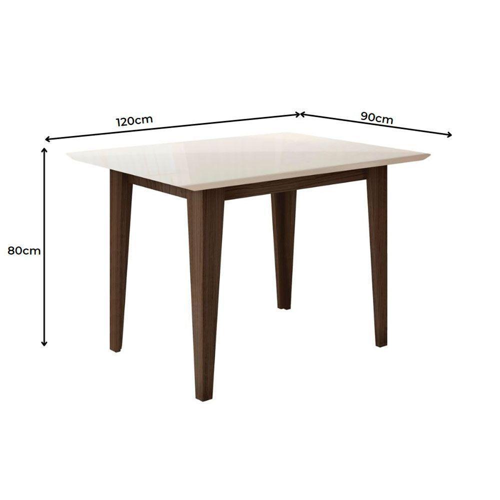 Conjunto Sala De Jantar Retangular Mesa Kate 120cm E 04 Cadeiras Josi Amêndoa Com Off White - 6