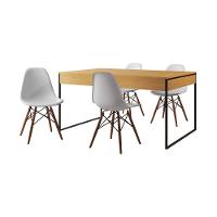 Mesa Jantar Industrial Retangular Filadélfia Canela 137X90Cm Base Ferro Preto Com 4 Cadeiras Brancas - 16