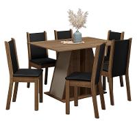 Conjunto Sala De Jantar Mesa Tampo De Madeira 6 Cadeiras Rustic/crema/preto Wendy Madesa Rustic/crema/preto - 6