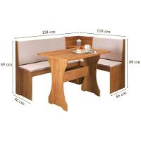 Mesa Com Banco Canto Estofado E 2 Cadeiras Golden Mel Tecido Linho Amendoa Viero Mel / Amendoa - 3