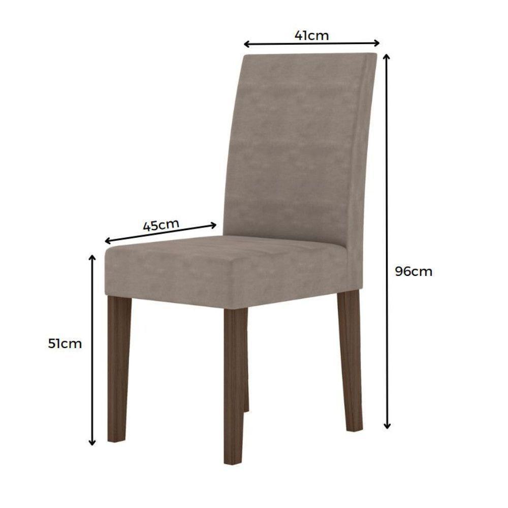 Conjunto Sala De Jantar Retangular Mesa Kate 120cm E 04 Cadeiras Josi Poliman Móveis Amêndoa - 8