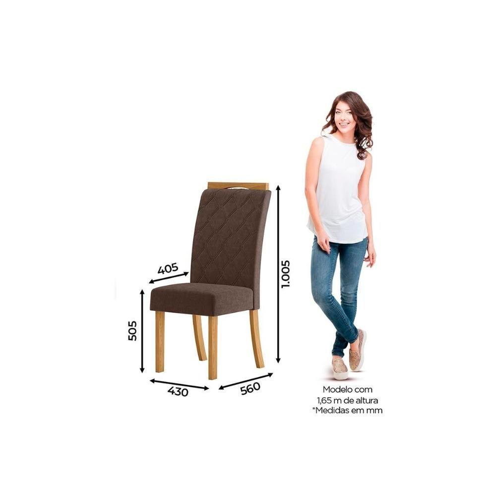 Sala de Jantar Completa Luiza c/ Tampo Madeirado Canto Reto 120cm + 4 Cadeiras Bella Nature/Veludo Light Linho - Henn - 4