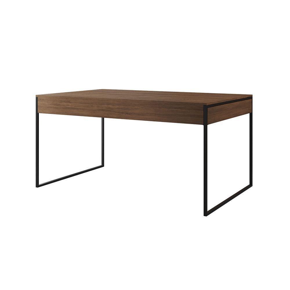 Mesa Jantar Industrial Retangular Filadélfia Amêndoa 137X90Cm Base Ferro Preto Com 4 Cadeiras Branca - 5