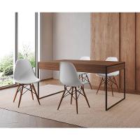 Mesa Jantar Industrial Retangular Filadélfia Amêndoa 137X90Cm Base Ferro Preto Com 4 Cadeiras Branca - 1