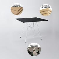 Mesa De Jantar Eames Eiffel Quadrada 90Cm Preta Com 4 Cadeiras Pretas Base Ferro Branco - 7