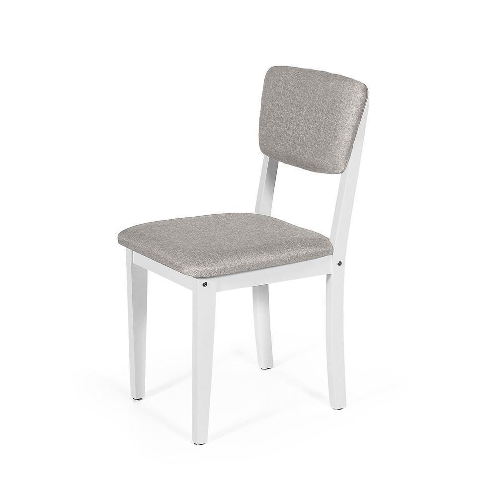 Mesa De Jantar Redonda Gabi Bran/nor Com 4 Cadeiras Estofadas Ella Branco/cinza Claro - 2