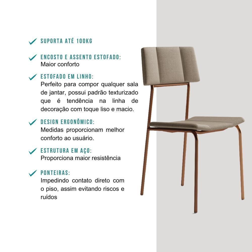 Conjunto Sala De Jantar Fontana 4 Cadeiras Carraro Areia/rose/nogal - 5