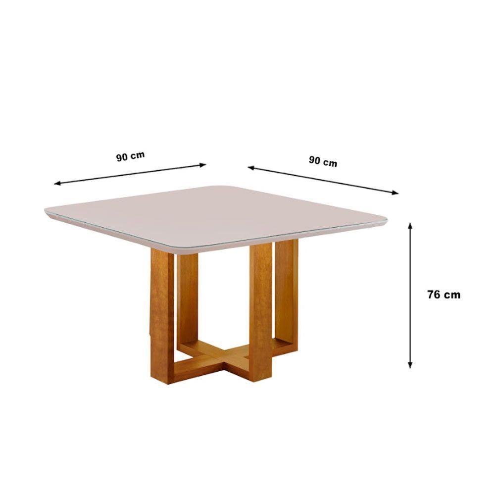 Conjunto Sala De Jantar 4 Lugares Paris Mesa Quadrada Veludo Móveis Mix Mel/off-white/bege - 5