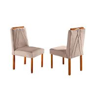 Conjunto Sala De Jantar 4 Lugares Paris Mesa Quadrada Veludo Móveis Mix Mel/off-white/bege