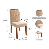 Sala de Jantar Completa Adele c/ Tampo Madeirado c/ Vidro 130cm + 4 Cadeiras Paola Madeira/Off White Suede/Nude - Cimol - 2