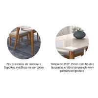 Sala de Jantar Completa Adele c/ Tampo Madeirado c/ Vidro 130cm + 4 Cadeiras Paola Madeira/Off White Suede/Nude - Cimol