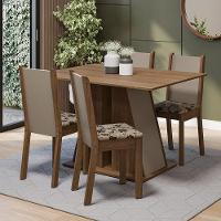 Conjunto Sala De Jantar Mesa Tampo De Madeira 4 Cadeiras Rustic/crema/bege Marrom Sophie Madesa Rustic/crema/bege Marrom - 1