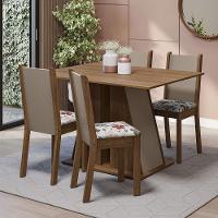 Conjunto Sala De Jantar Mesa Tampo De Madeira 4 Cadeiras Rustic/crema/hibiscos Sophie Madesa Rustic/crema/hibiscos - 1