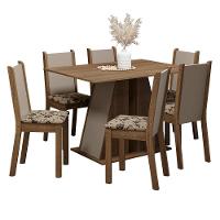 Conjunto Sala De Jantar Mesa Tampo De Madeira 6 Cadeiras Rustic/crema/bege Marrom Wendy Madesa Rustic/crema/bege Marrom - 7