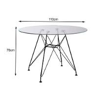 Mesa De Jantar Com 4 Cadeiras Brancas Eames Eiffel Tampo Vidro Redondo 110Cm Base De Ferro Preto - 3