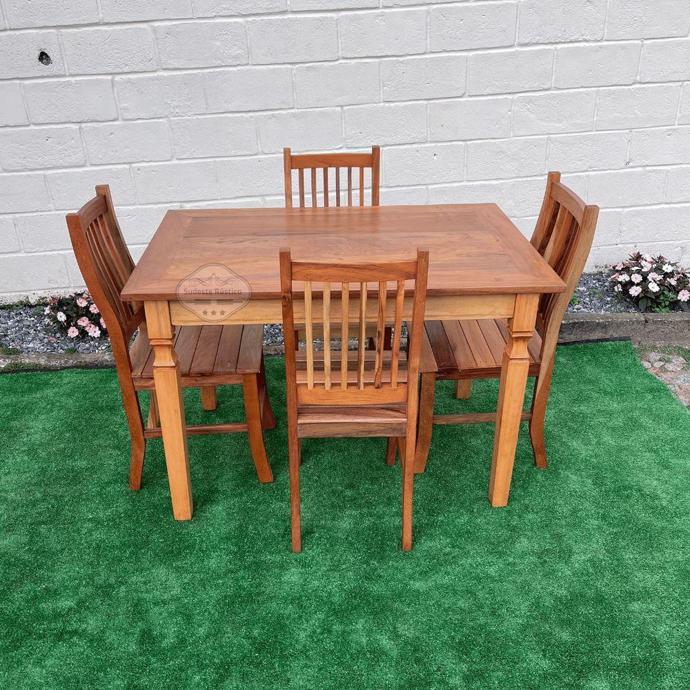 Mesa De Jantar Madeira De Demolição 1,20x 0,80 Com 4 Cadeiras Anatômica Sudeste Rustico - 4