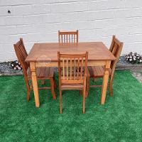 Mesa De Jantar Madeira De Demolição 1,20x 0,80 Com 4 Cadeiras Anatômica Sudeste Rustico