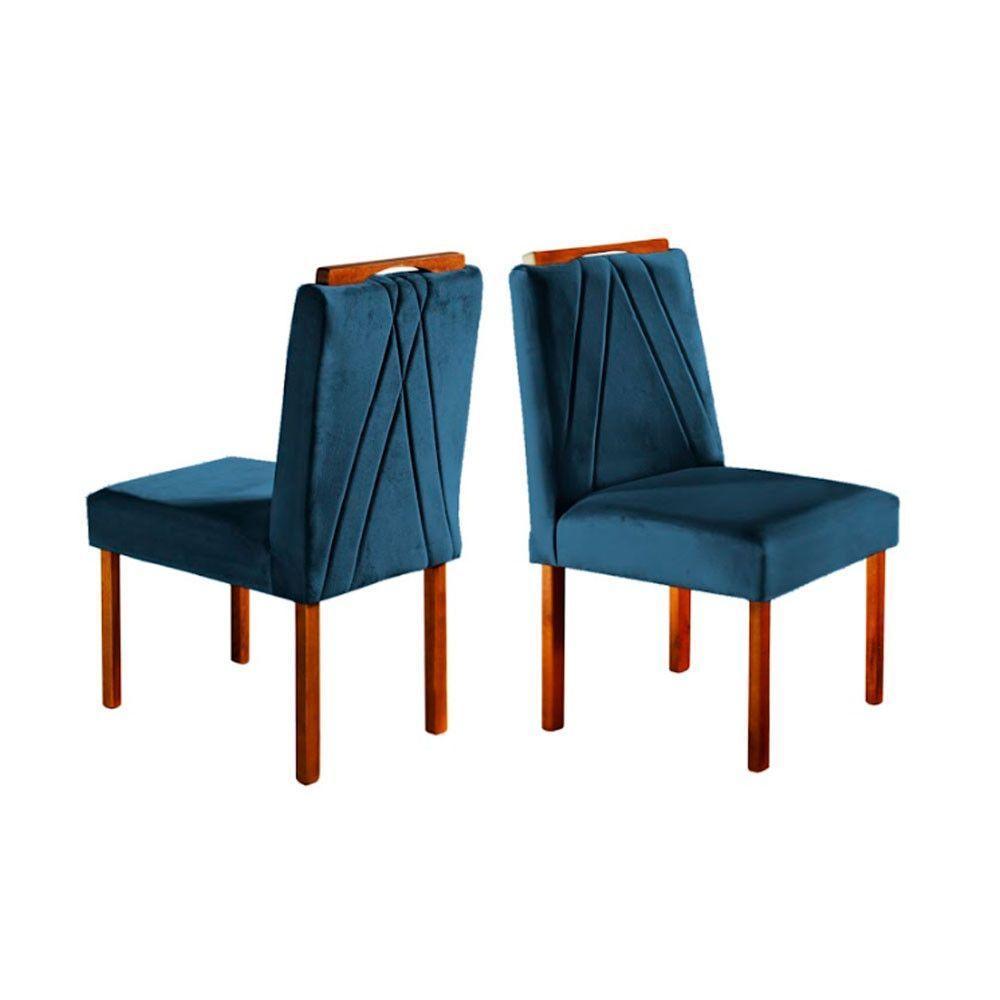 Conjunto Sala De Jantar 4 Lugares Mesa Lisy E Cadeiras Móveis Mix Off White/azul Turquesa Escuro - 4