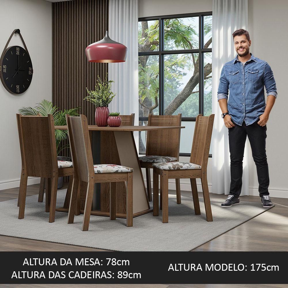 Conjunto Sala De Jantar Mesa Tampo De Madeira 6 Cadeiras Rustic/crema/hibiscos - 7