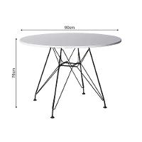Mesa De Jantar Com 4 Cadeiras Eames Eiffel Tampo Redondo Branco 90Cm Base De Ferro Preto