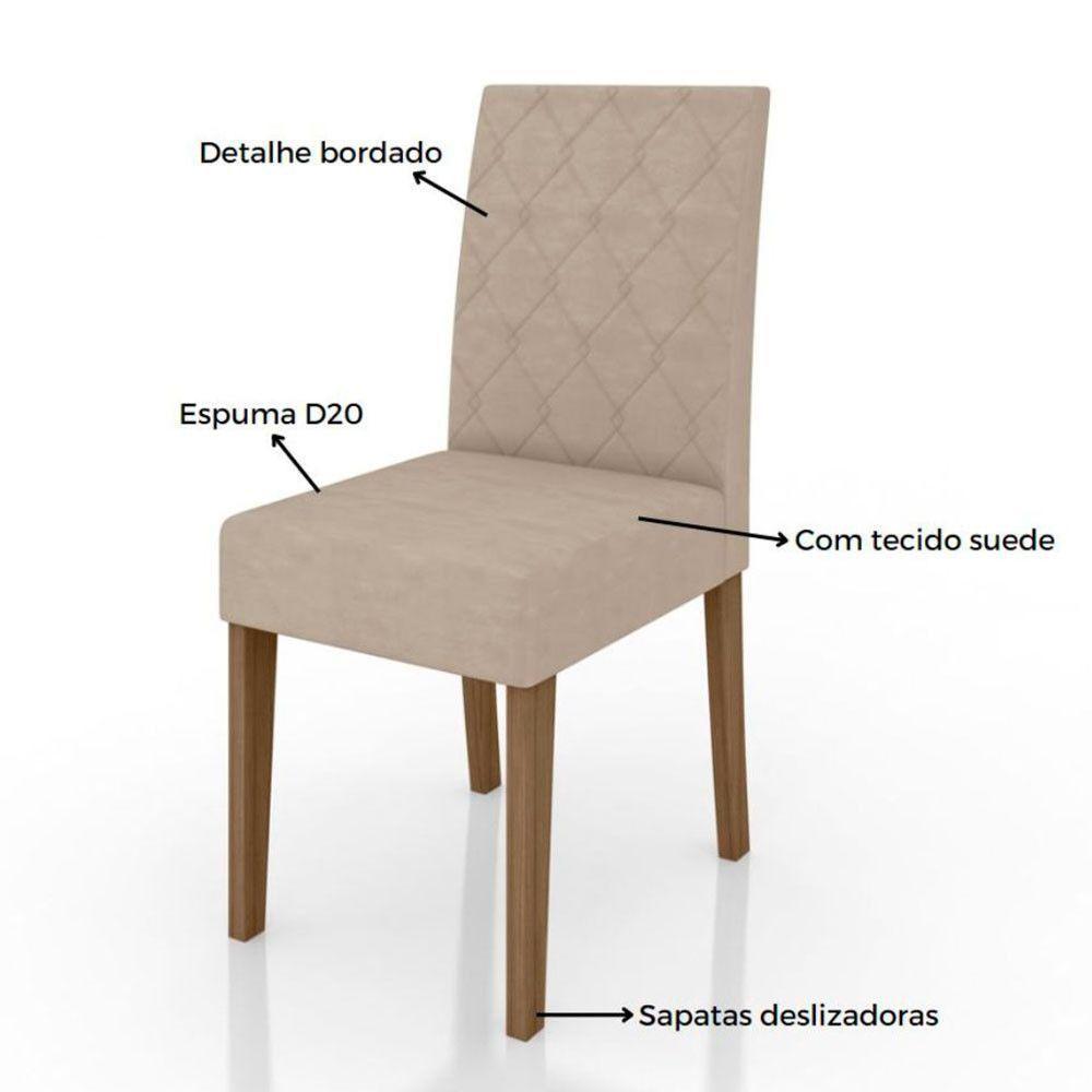 Conjunto Sala De Jantar Retangular Mesa Helo 120cm E 04 Cadeiras Jade Carvalho Com Grafite - 4