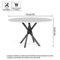 Conjunto Mesa De Jantar Redonda 120cm June Preta Com 4 Cadeiras Garbo Cinza Escuro