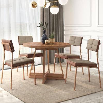 Conjunto Sala De Jantar Nairóbi 4 Cadeiras Carraro Areia/rose/nogal