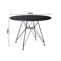 Mesa De Jantar Redonda 90Cm Preta Com 4 Poltronas Pretas Ferro Preto Preto - 3