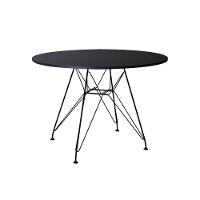 Mesa De Jantar Redonda 90Cm Preta Com 4 Poltronas Pretas Ferro Preto Preto - 5