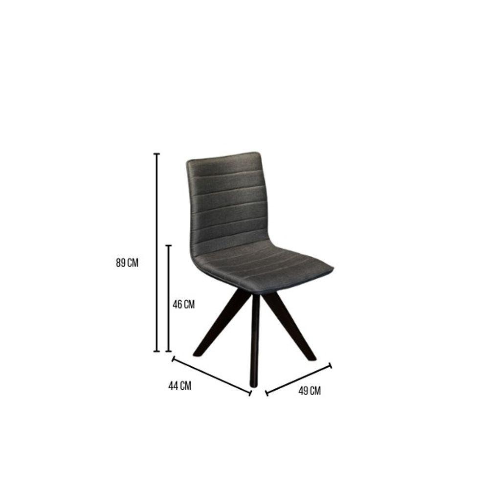 Conjunto Mesa De Jantar Cone 140 Cm Laca Preta Com Cadeiras Cercatto Giratória Revestida Em Tecido Linho Cinza Chumbo Cor Preto - 2