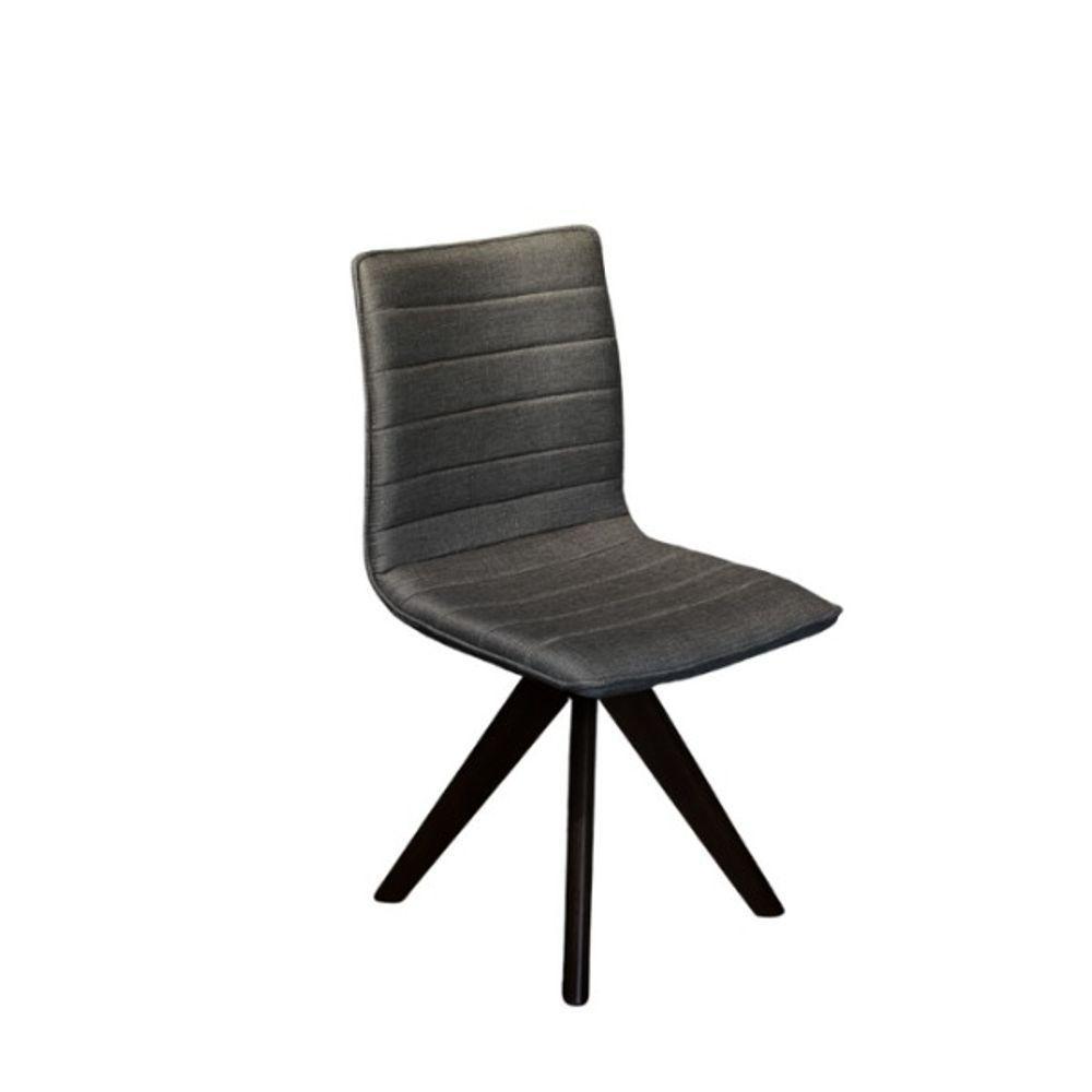 Conjunto Mesa De Jantar Cone 140 Cm Laca Preta Com Cadeiras Cercatto Giratória Revestida Em Tecido Linho Cinza Chumbo Cor Preto - 3