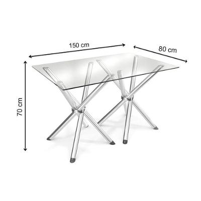 Conjunto: Mesa de Cozinha Volga c/ Tampo de Vidro 150cm + 6 Cadeiras Portugal Cromada/Branco - Kappesberg