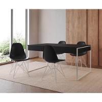 Mesa Jantar Industrial Retangular Filadélfia Preta 137X90Cm Com 4 Cadeiras Eames Pretas Base Ferro B - 2
