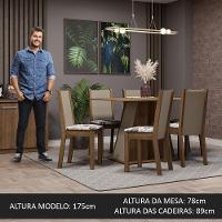 Conjunto Sala De Jantar Mesa Tampo De Madeira 6 Cadeiras Rustic/crema/hibiscos Wendy Madesa Rustic/crema/hibiscos