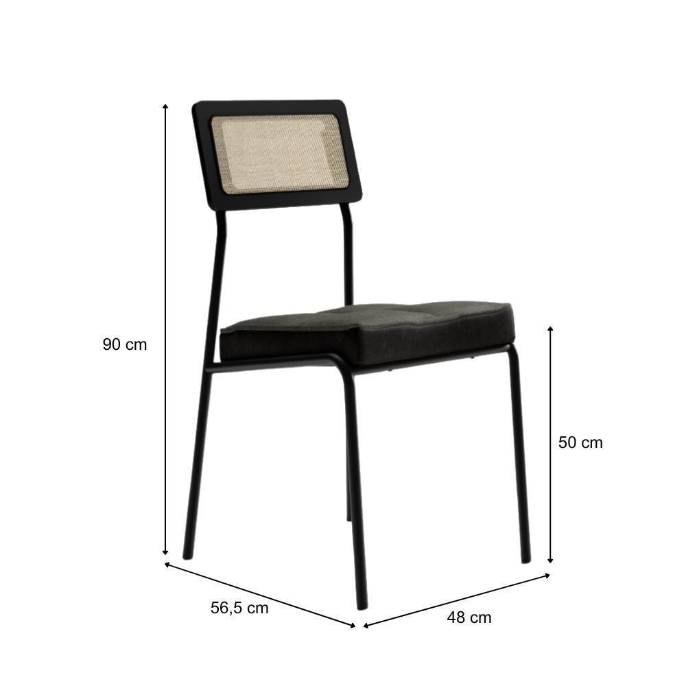 Conjunto Sala De Jantar Filadélfia 6 Cadeiras Carraro Grafite/preto/nogal - 6