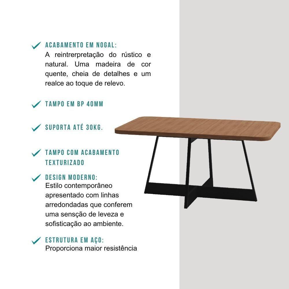 Conjunto Sala De Jantar Filadélfia 6 Cadeiras Carraro Grafite/preto/nogal - 7