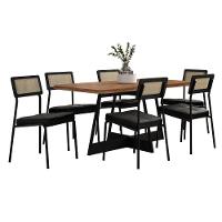 Conjunto Sala De Jantar Filadélfia 6 Cadeiras Carraro Grafite/preto/nogal - 1