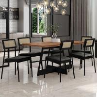 Conjunto Sala De Jantar Filadélfia 6 Cadeiras Carraro Grafite/preto/nogal - 9