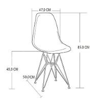 Mesa Jantar Redonda 110Cm Preta Clips 3 Pés Com 4 Cadeiras Eames Eiffel Brancas Base Cobre - 2