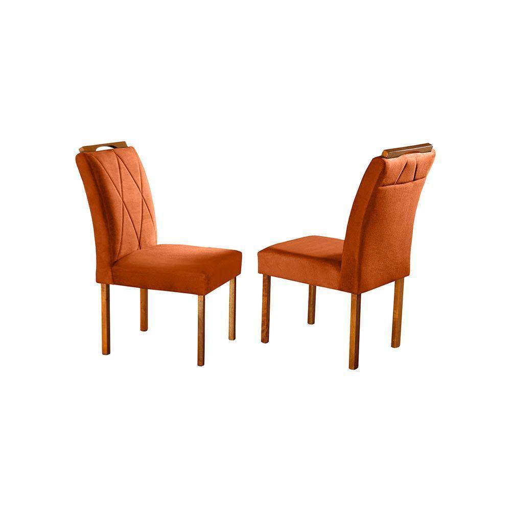 Conjunto Sala De Jantar 4 Lugares Mesa Redonda 1,0m E 4 Cadeiras Moveis Mix Mel/off-white/terracota - 2