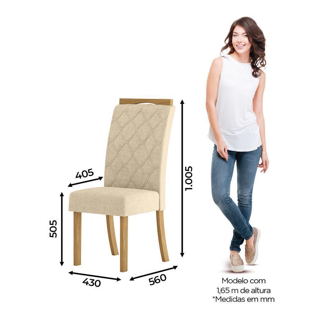Conjunto Sala De Jantar Tampo Mdf Canto Reto 120 Cm 4 Cadeiras Amélia Henn Nature Com Off White E Linho - 10