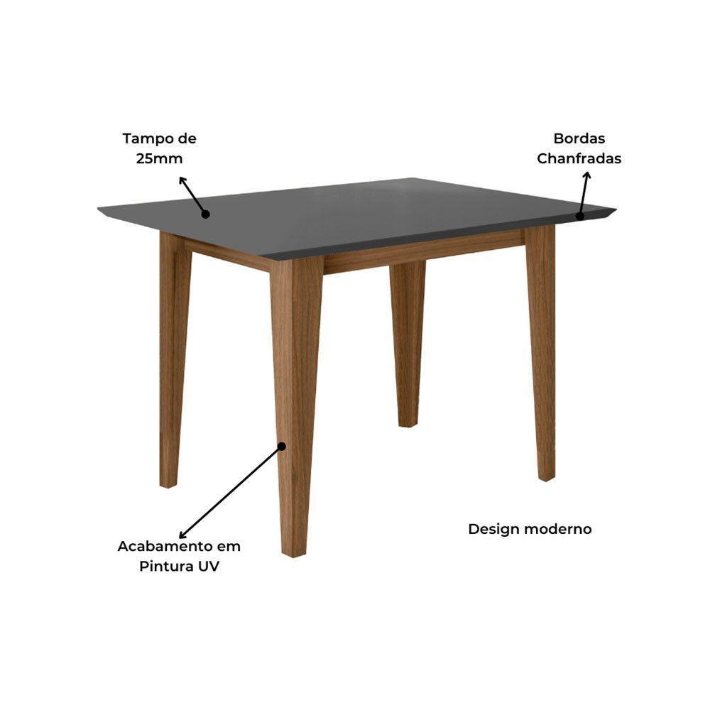 Conjunto Sala De Jantar Retangular Mesa Kate 120cm E 04 Cadeiras Josi Carvalho Com Grafite - 9