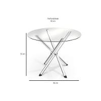 Conjunto: Mesa Sala Jantar Volga c/ Tampo Vidro 95cm + 4 Cadeiras Portugal Cromado/Courano Branco - Kappesberg - 7