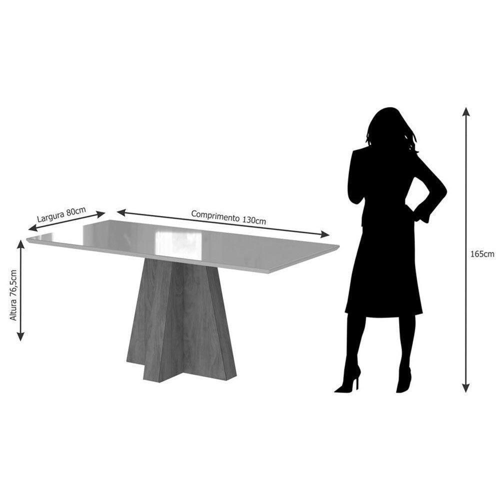 Sala de Jantar Completa Patricia c/ Tampo Madeirado 130cm + 4 Cadeiras Maia Nature/OW/Gengibre - Cimol - 4