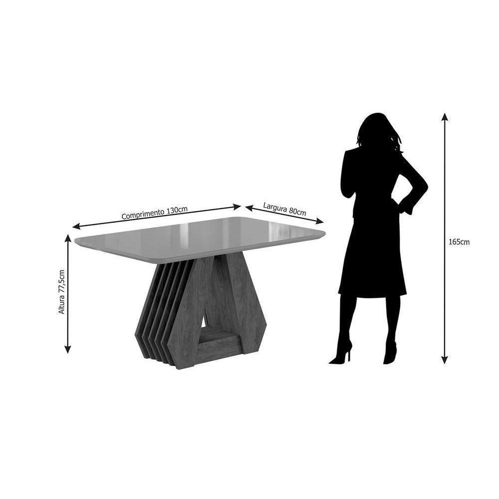 Sala de Jantar Completa Ágata c/ Tampo Madeirado c/ Vidro 130cm + 4 Cadeiras Paola Nature/OW/Nude - Cimol - 4