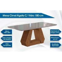 Sala de Jantar Completa Ágata c/ Tampo Madeirado c/ Vidro 130cm + 4 Cadeiras Paola Nature/OW/Nude - Cimol - 2