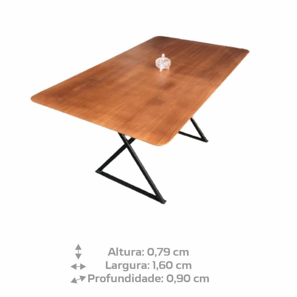 Conjunto Sala De Jantar Angra Amadeirado Com Base De Metal Preto - 3