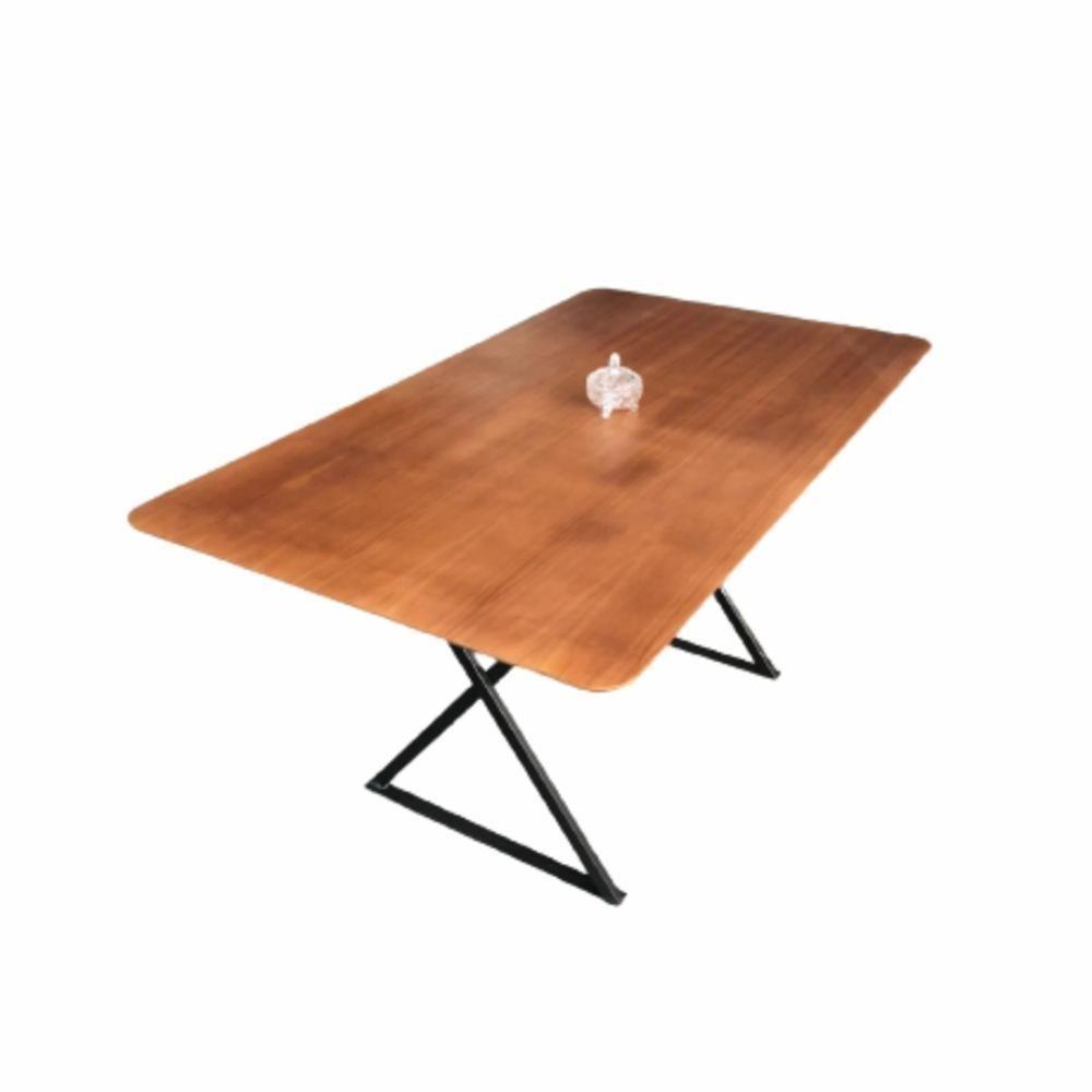 Conjunto Sala De Jantar Angra Amadeirado Com Base De Metal Preto - 4